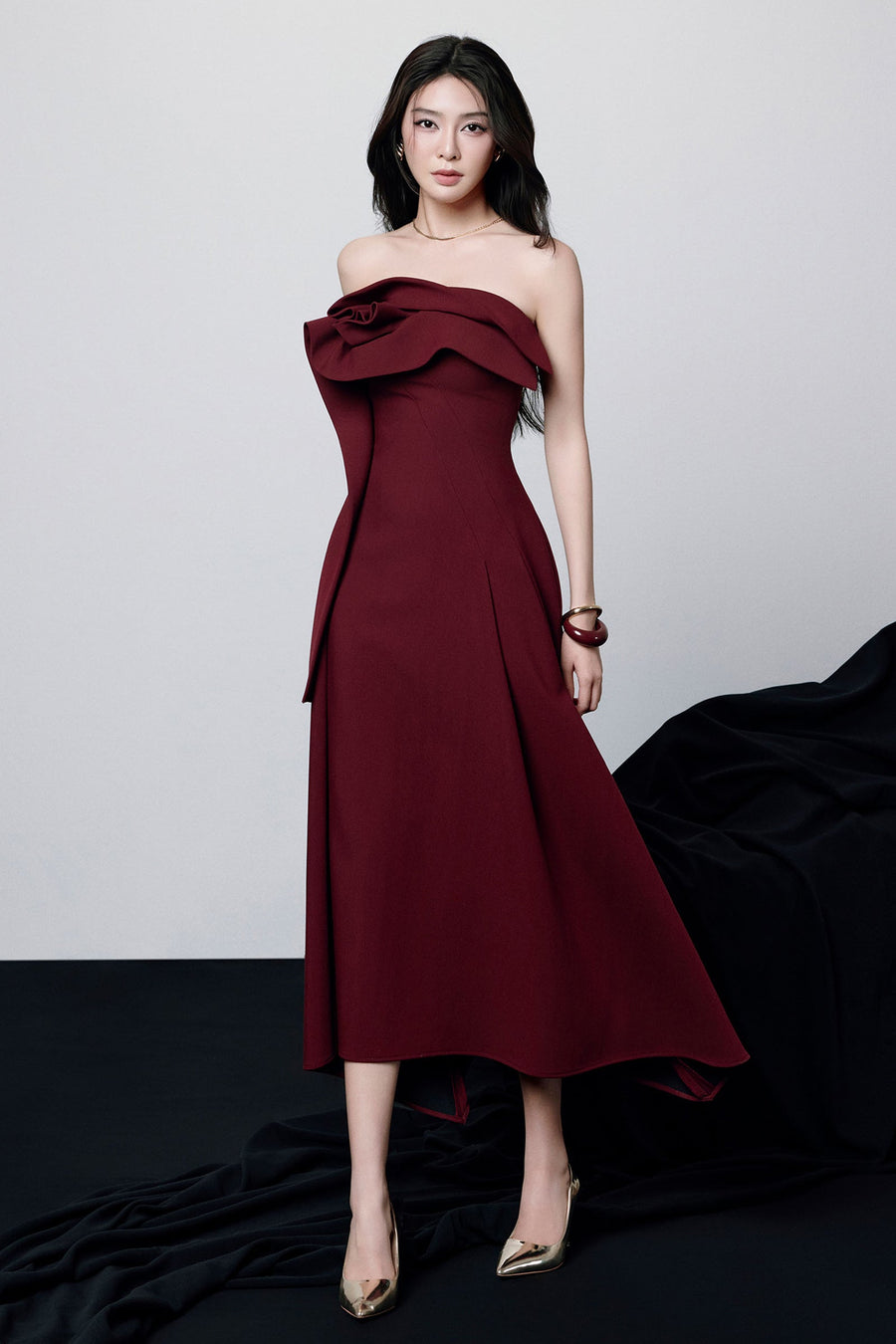 Lenora Straight Across Ruffle Midi Dress 6