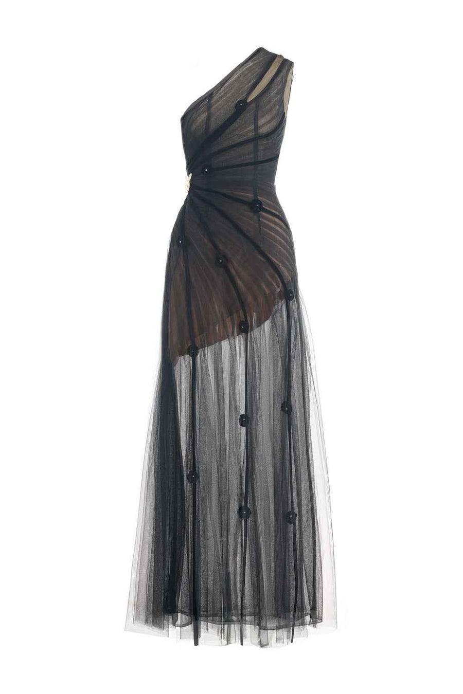 Makenna A-line One Shoulder Polyester Floor Length Dress