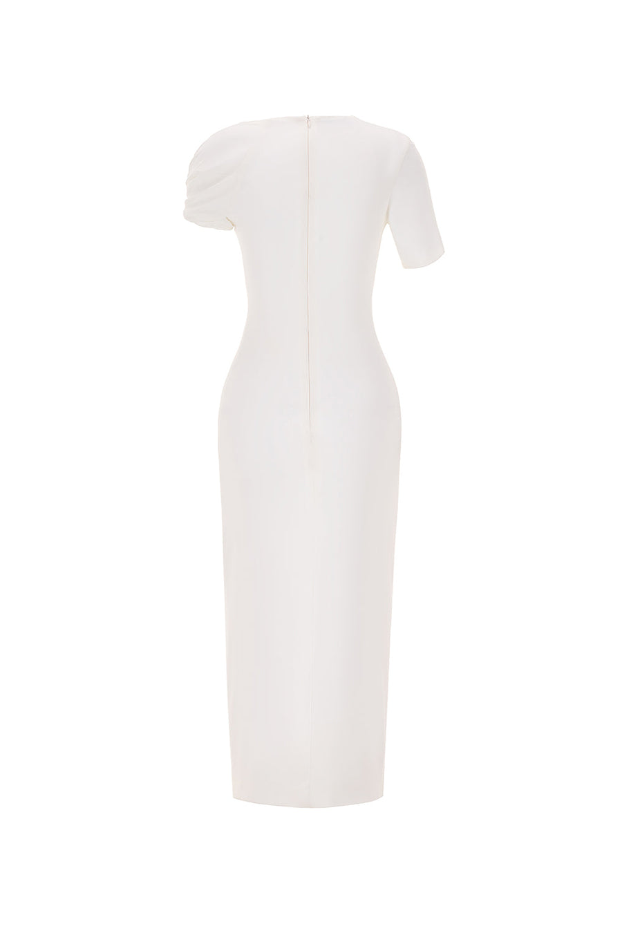 Jade Sheath Asymmetric Neck Viscose Midi Dress 3