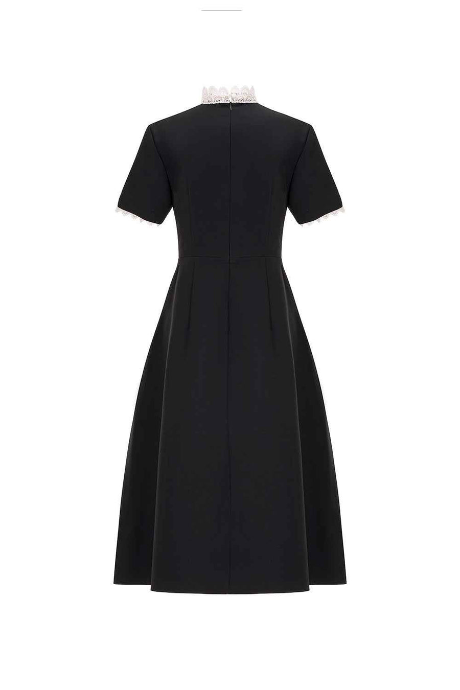 Maifen A-line Mock Neck Linen Cotton Midi Dress
