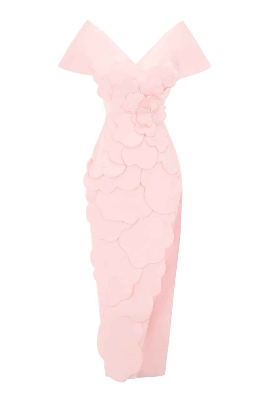 Glenn Slit Flower Applique Polyester Maxi Dress