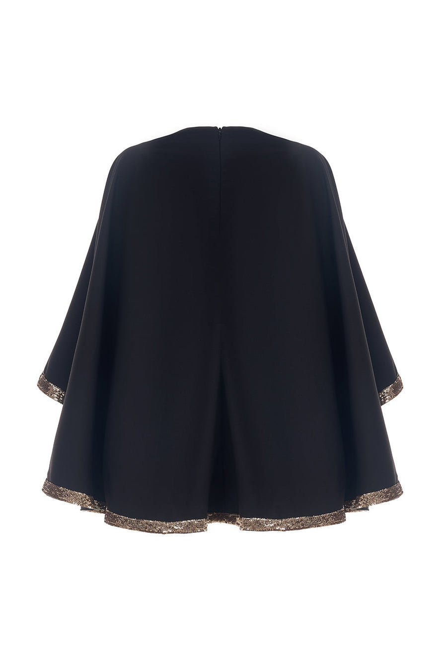 Tinsel Cape Jewel Neck Wool Cotton Mini Dress 3