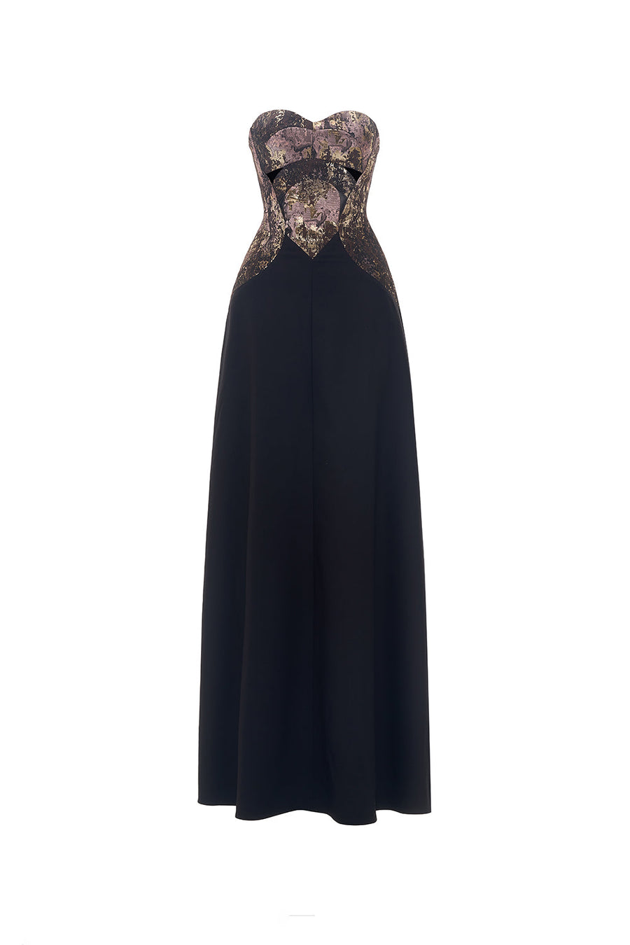 Jardin A-line Open Shoulder Wool Cotton Floor Length Dress 1
