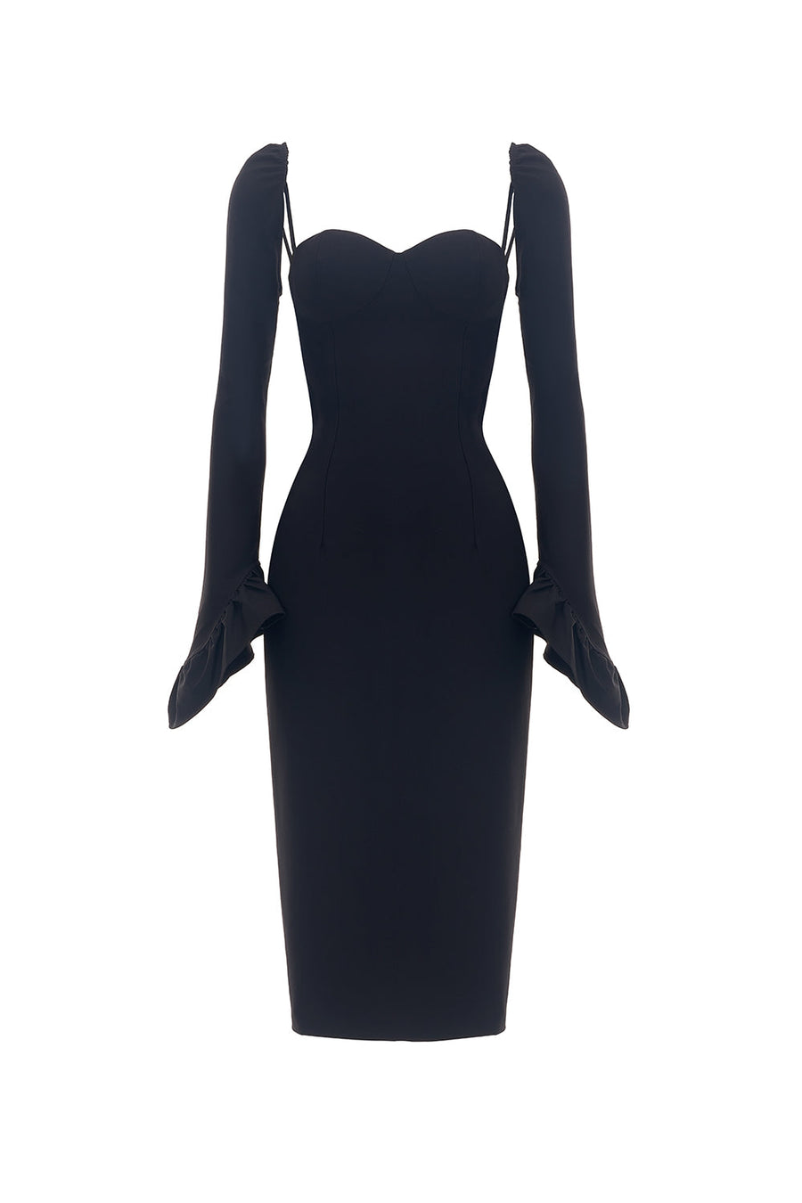 Golightly Sheath Semi-Heart Neck Wool Cotton Midi Dress 1