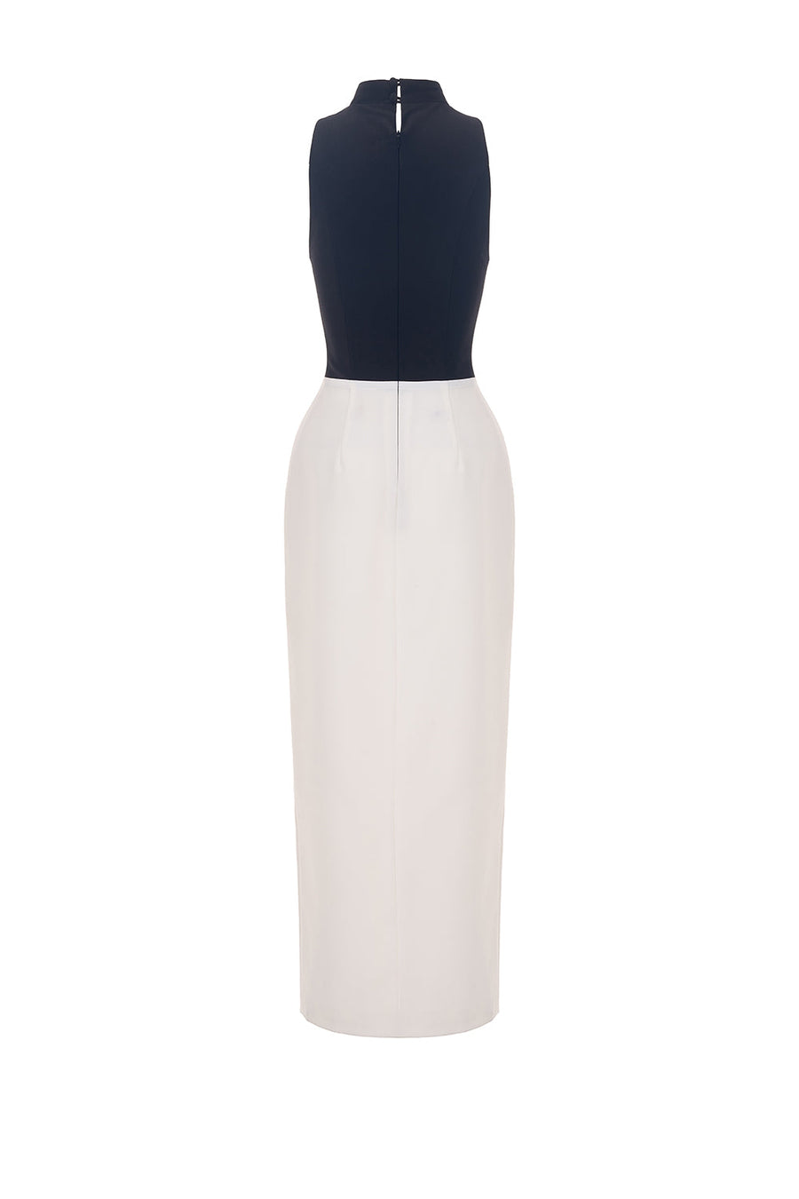 Charter Slit High Neck Wool Cotton Ankle Length Dress 3