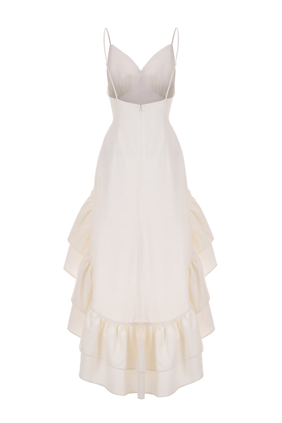 Fey Drop Waist Ruffle Layer Wool Cotton High-low Dress 3