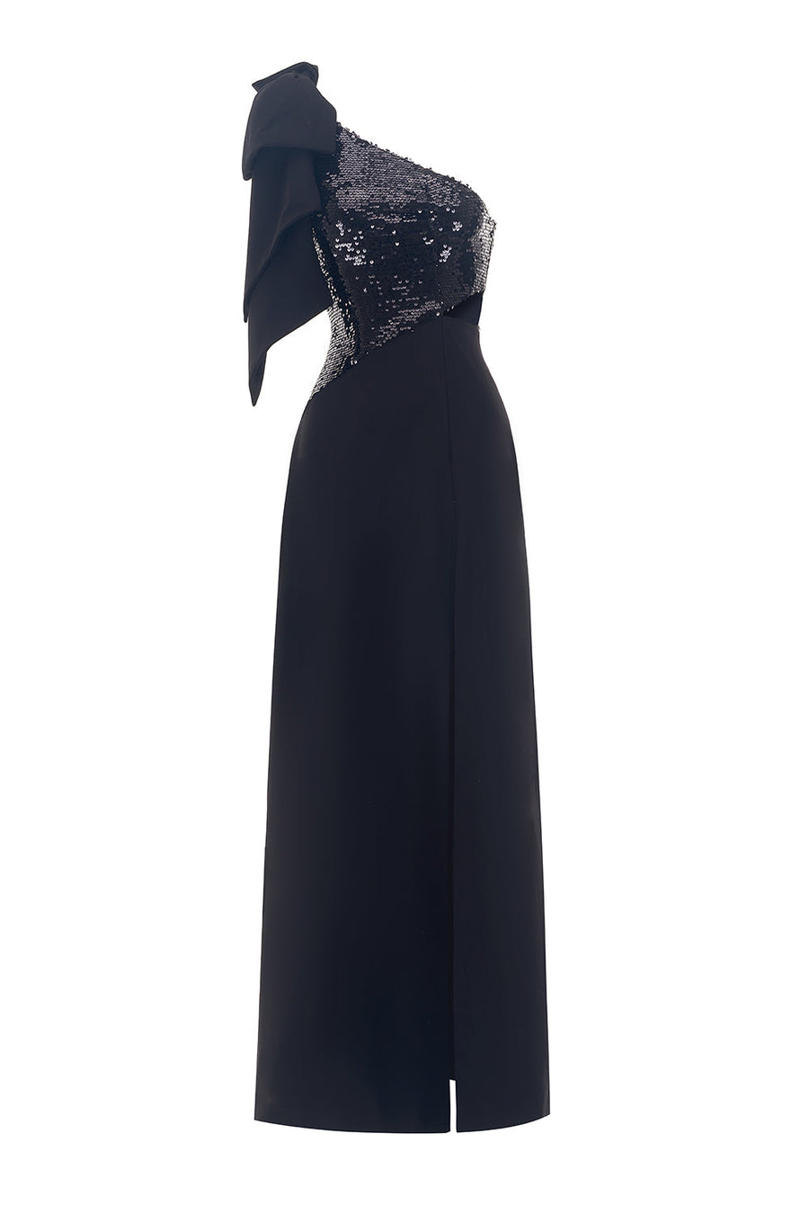 Porterville Slit One Shoulder Wool Cotton Floor Length Dress 1