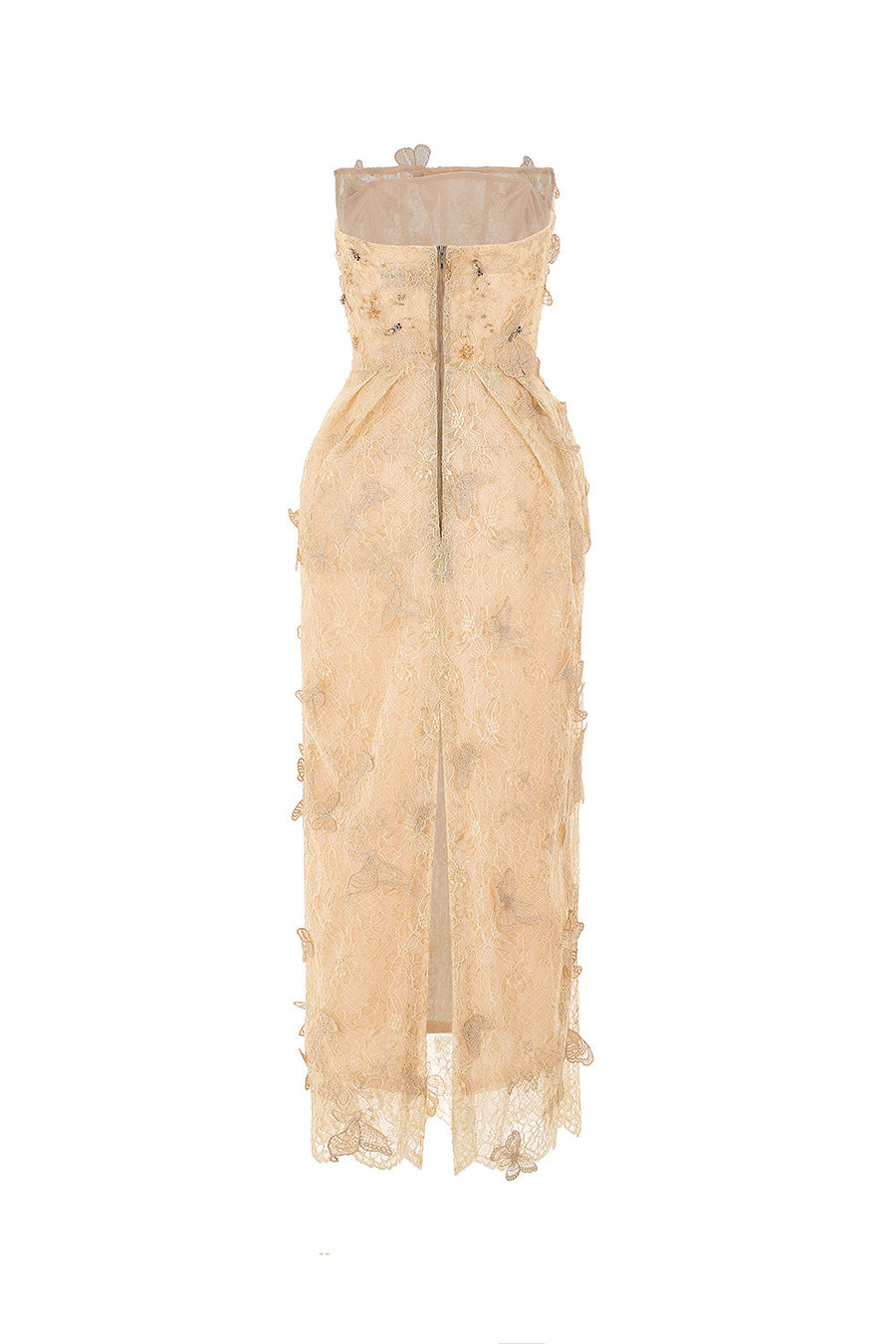 Butterfly Reverie Strapless Embroidered Lace Maxi Dress Maxi Dress CHYMEOCHY
