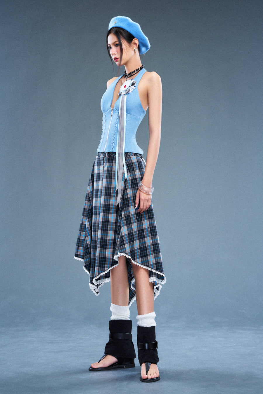 Gambit Halter Neck Denim Top 4