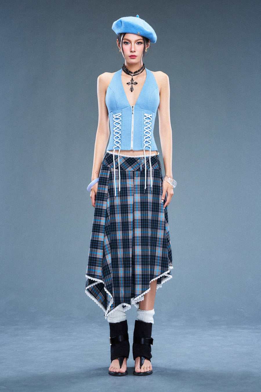 Gambit Halter Neck Denim Top 1