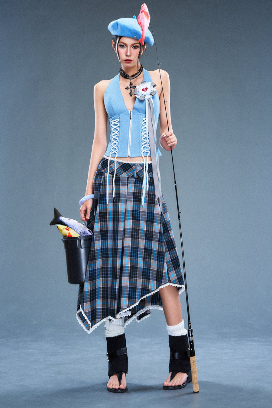 Gambit Halter Neck Denim Top 5