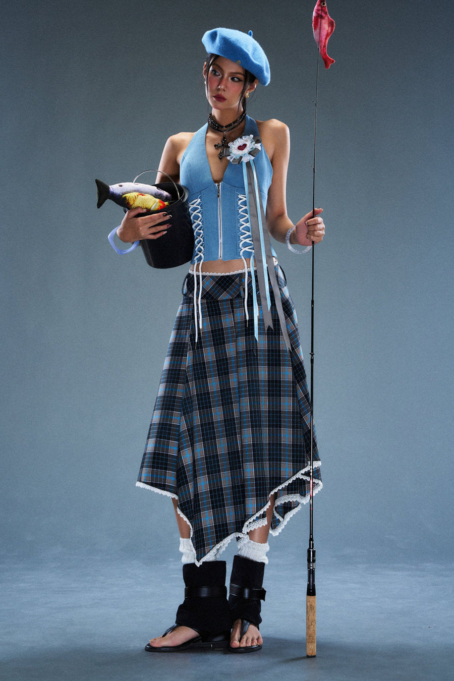 Gambit Halter Neck Denim Top 6