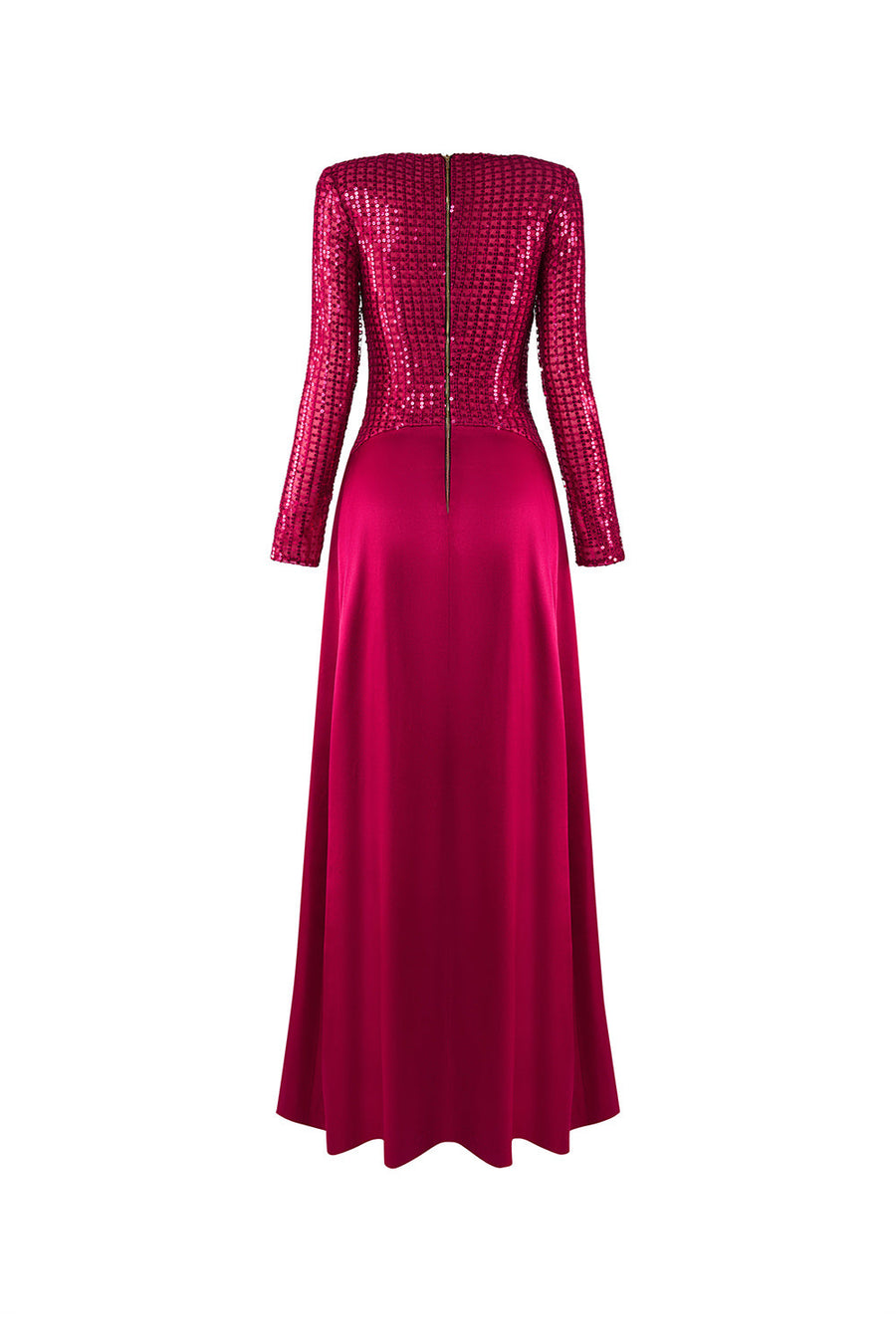 Fleuris A-line Long Sleeved Satin Floor Length Dress Maxi Dress Calista de Minh Thanh
