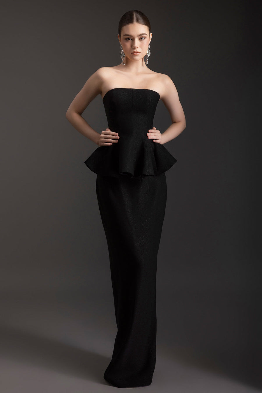 Gwen Peplum Crepe Maxi Dress 5