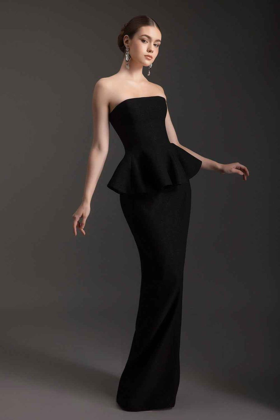 Gwen Peplum Crepe Maxi Dress