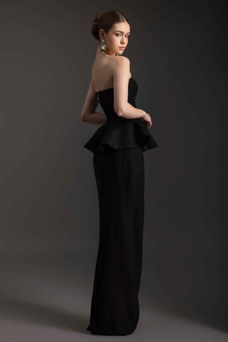Gwen Peplum Crepe Maxi Dress