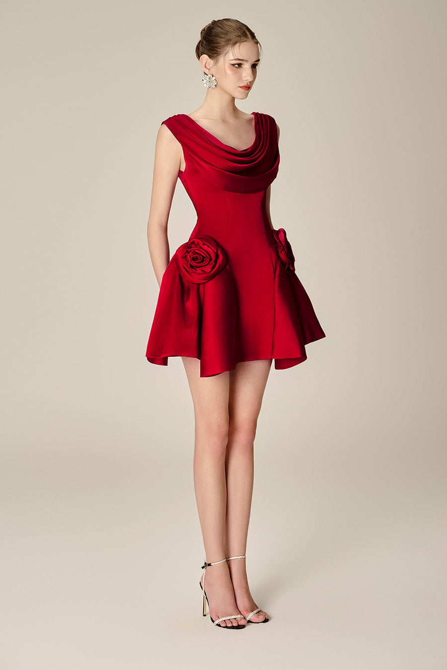 Herslay Flared Cowl Neck Silk Mini Dress Mini Dress NHAT VY