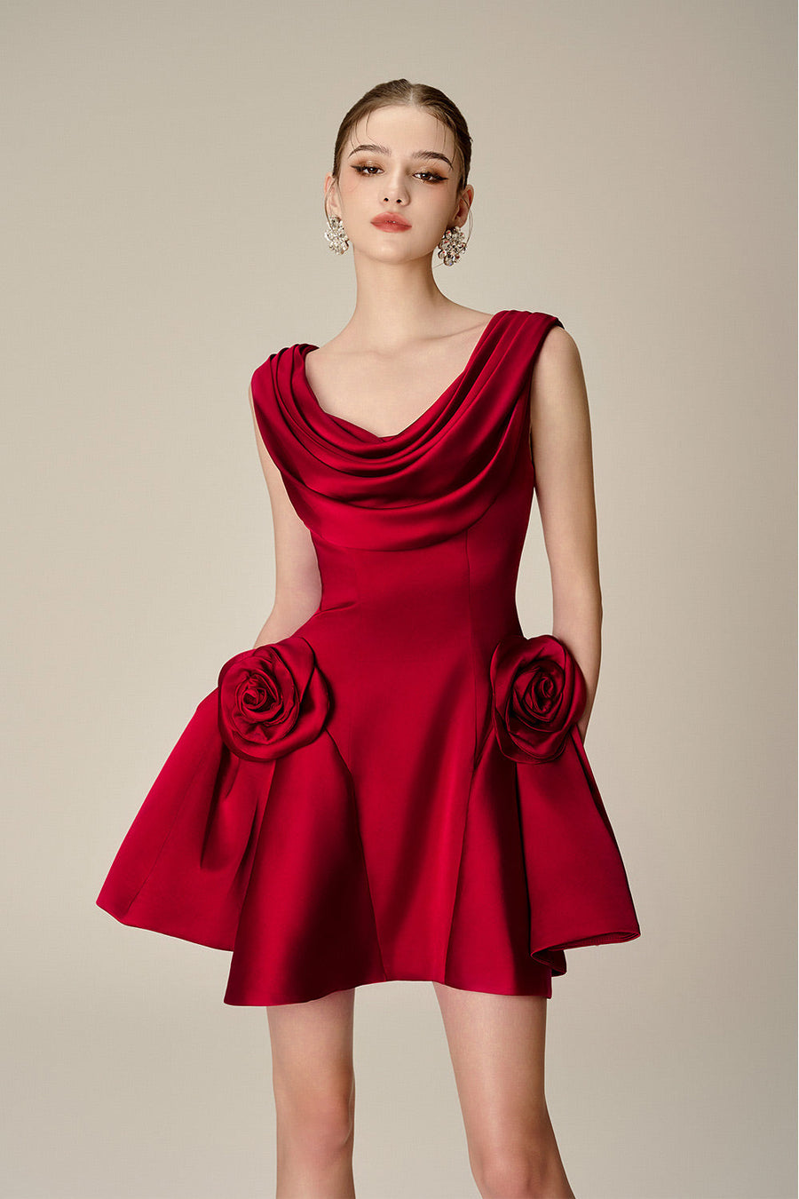 Herslay Flared Cowl Neck Silk Mini Dress Mini Dress NHAT VY