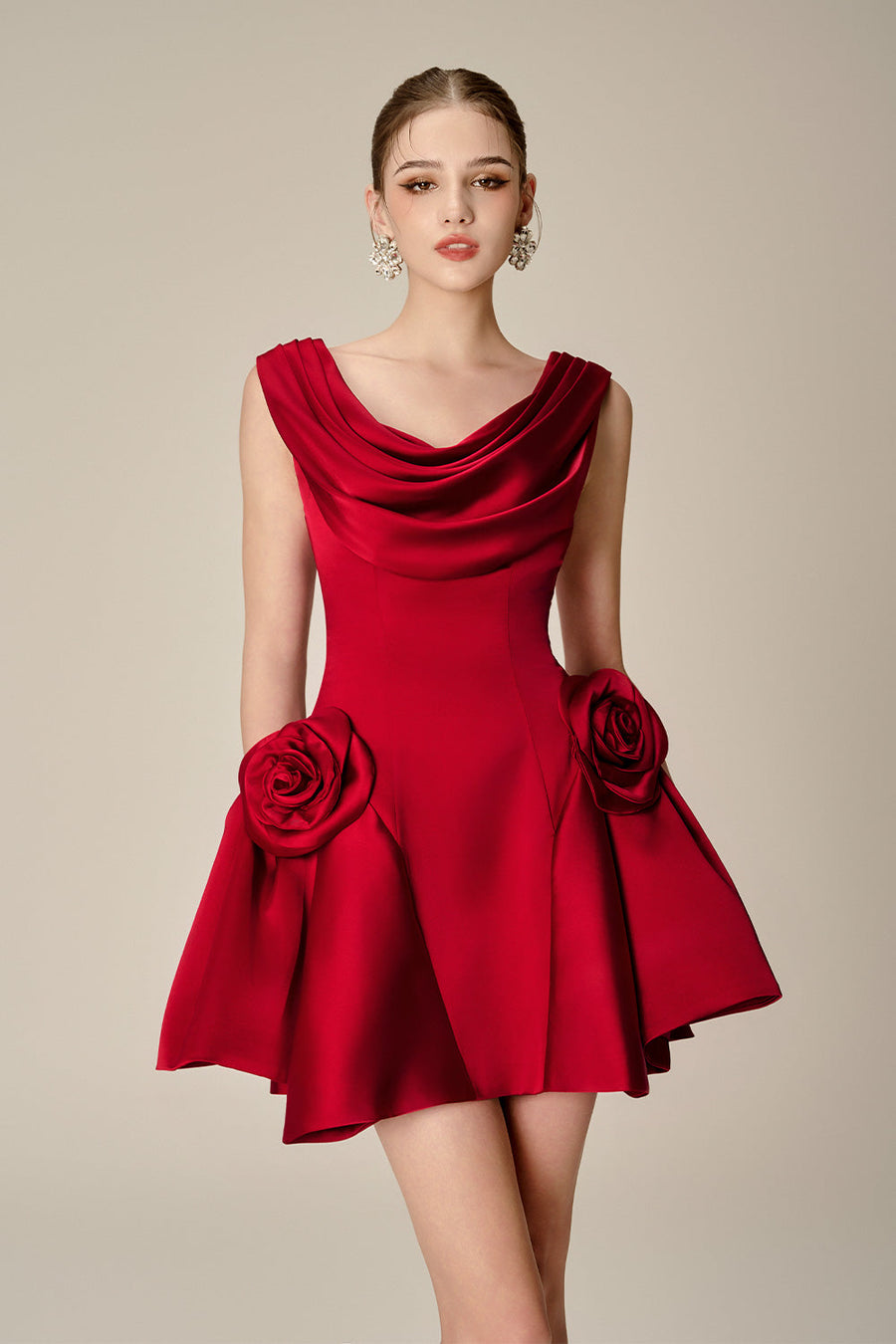 Herslay Flared Cowl Neck Silk Mini Dress Mini Dress NHAT VY