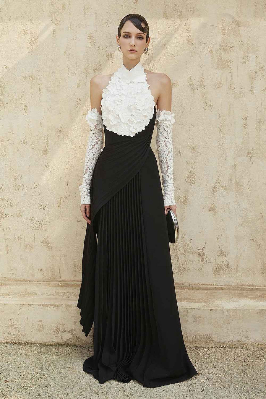 Hamilton Halter Neck Pleated Maxi Dress