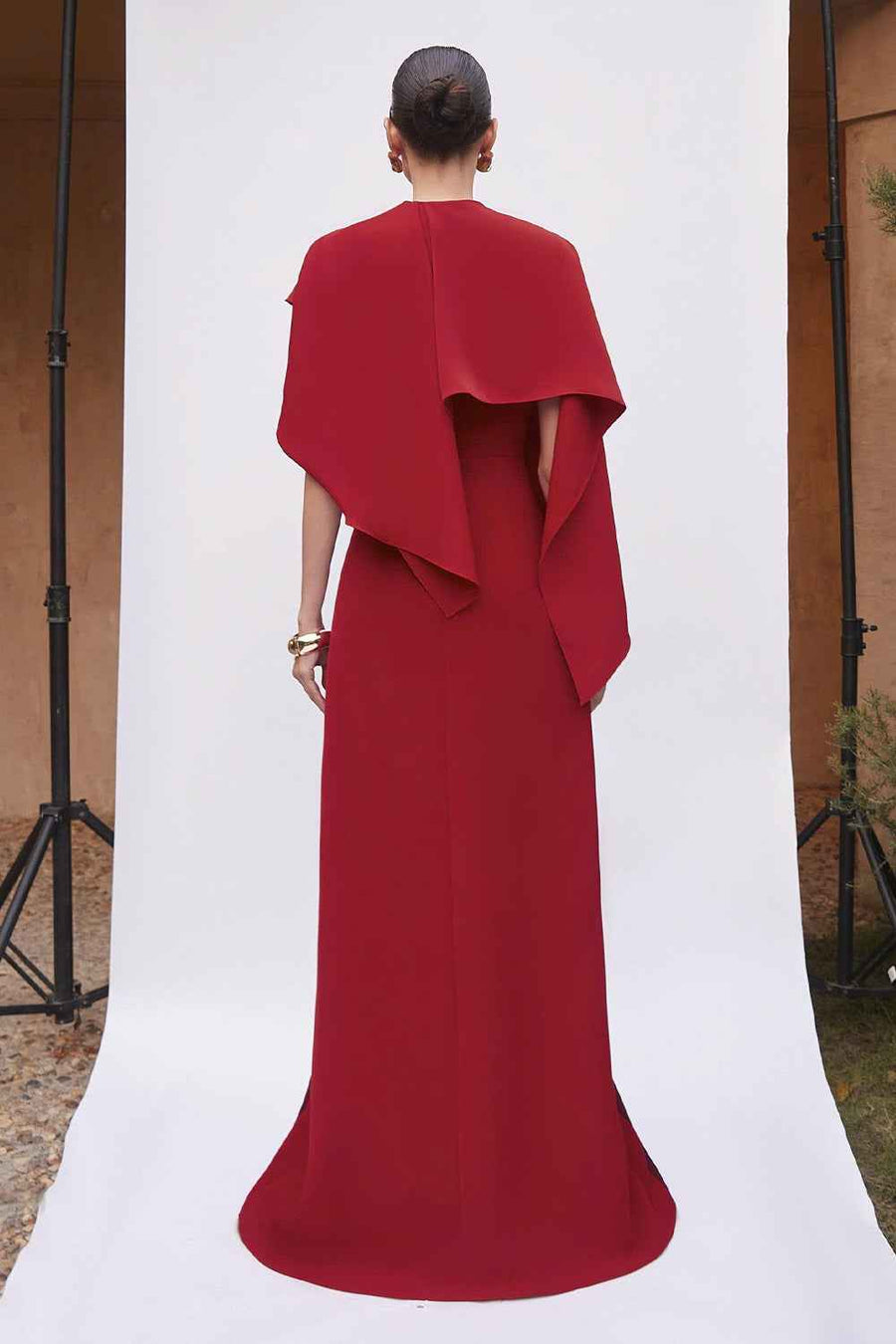 Harleston II Cape Sleeve Button Maxi Dress