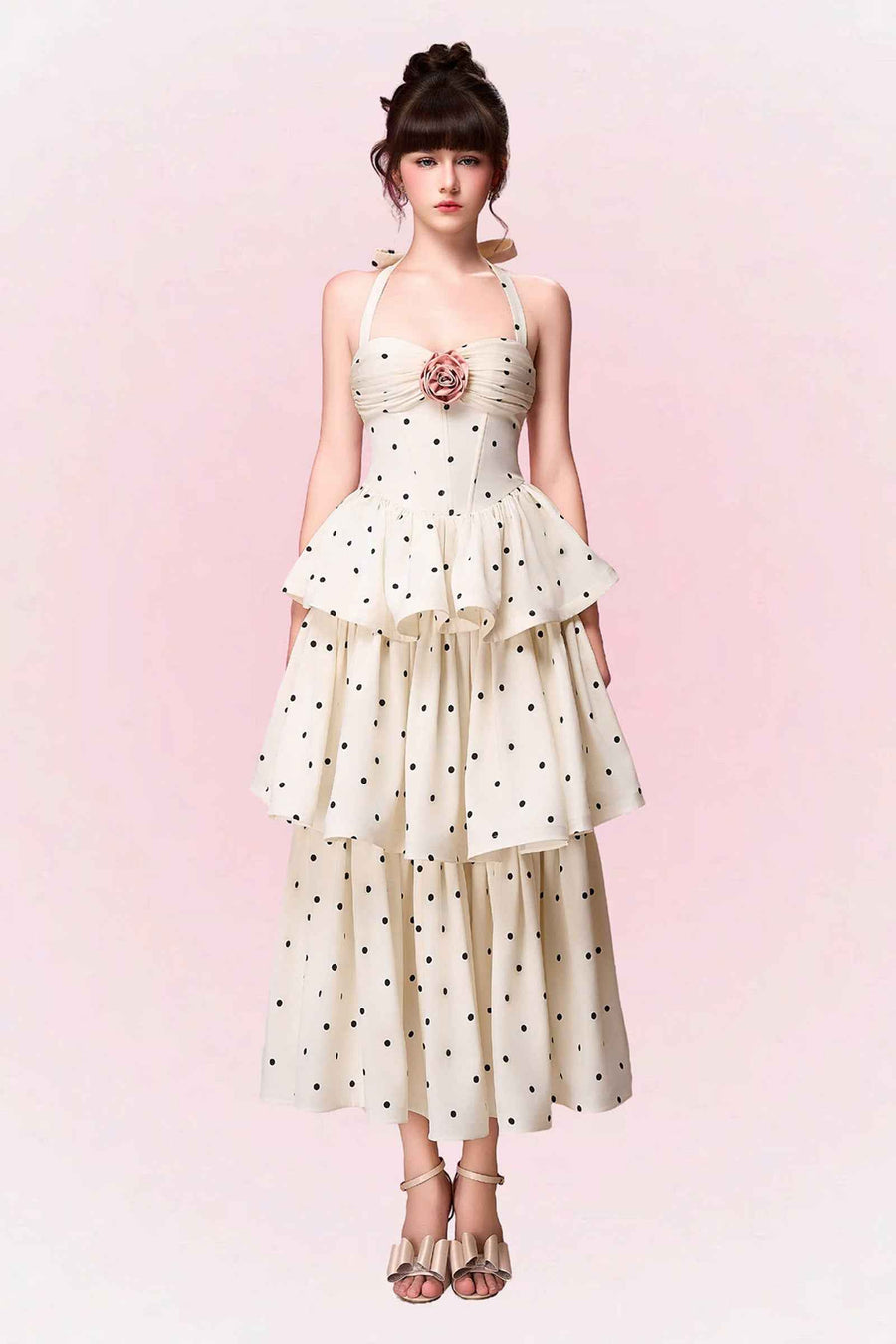 Hazel Halter Applique Midi Dress