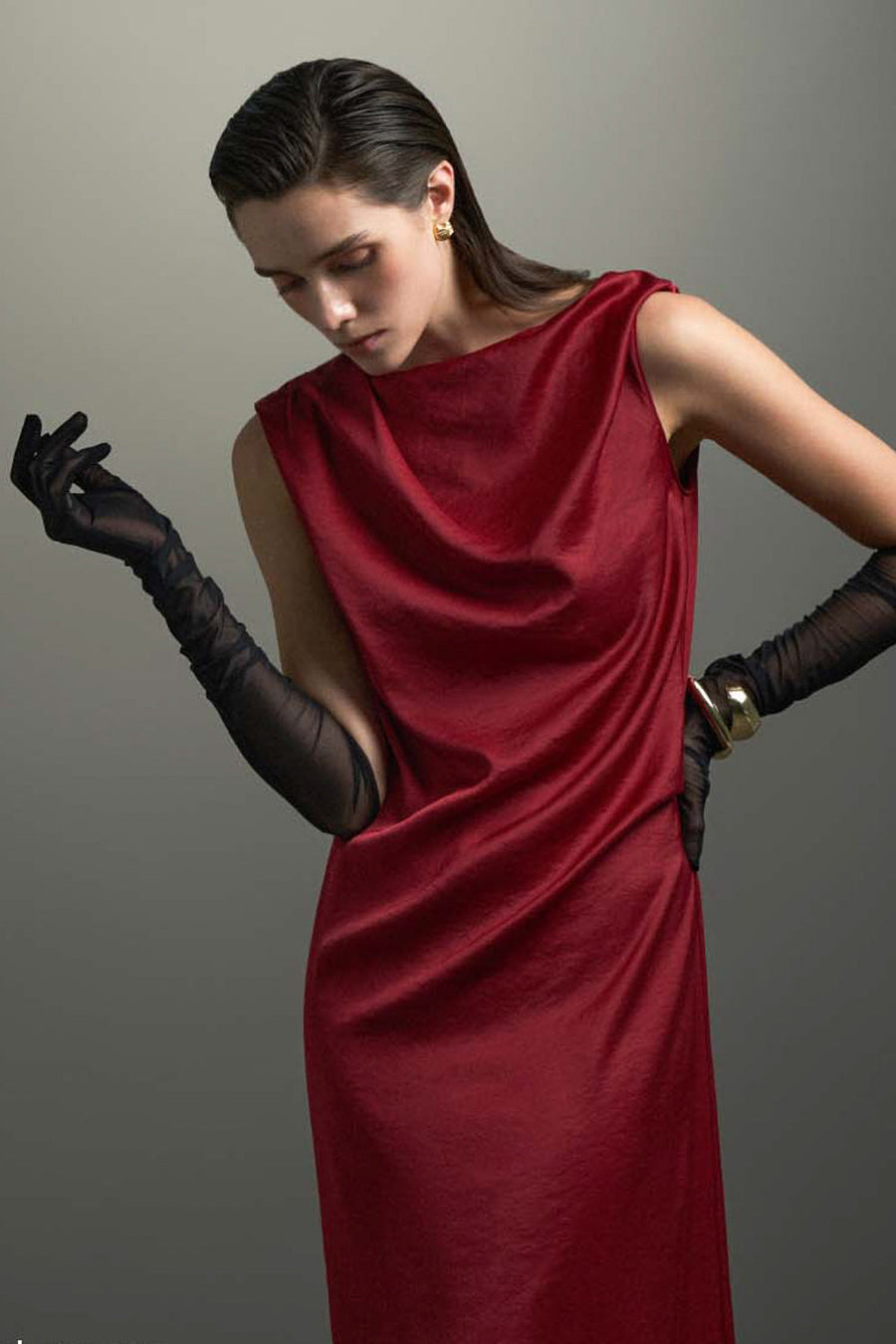 Hestia Boat Neck Draped Maxi Dress 4