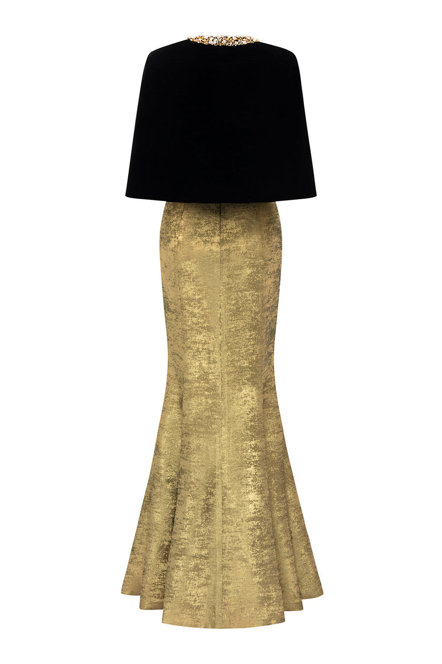 Vera Mermaid Cape Shoulder Silk Floor Length Dress Gown Dress I.H.F Atelier