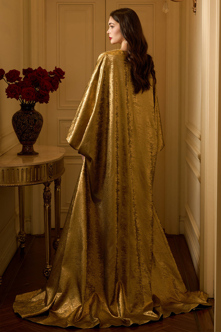 Gabriela Trumpet Bouffant Sleeved Jacquard Floor Length Set 5