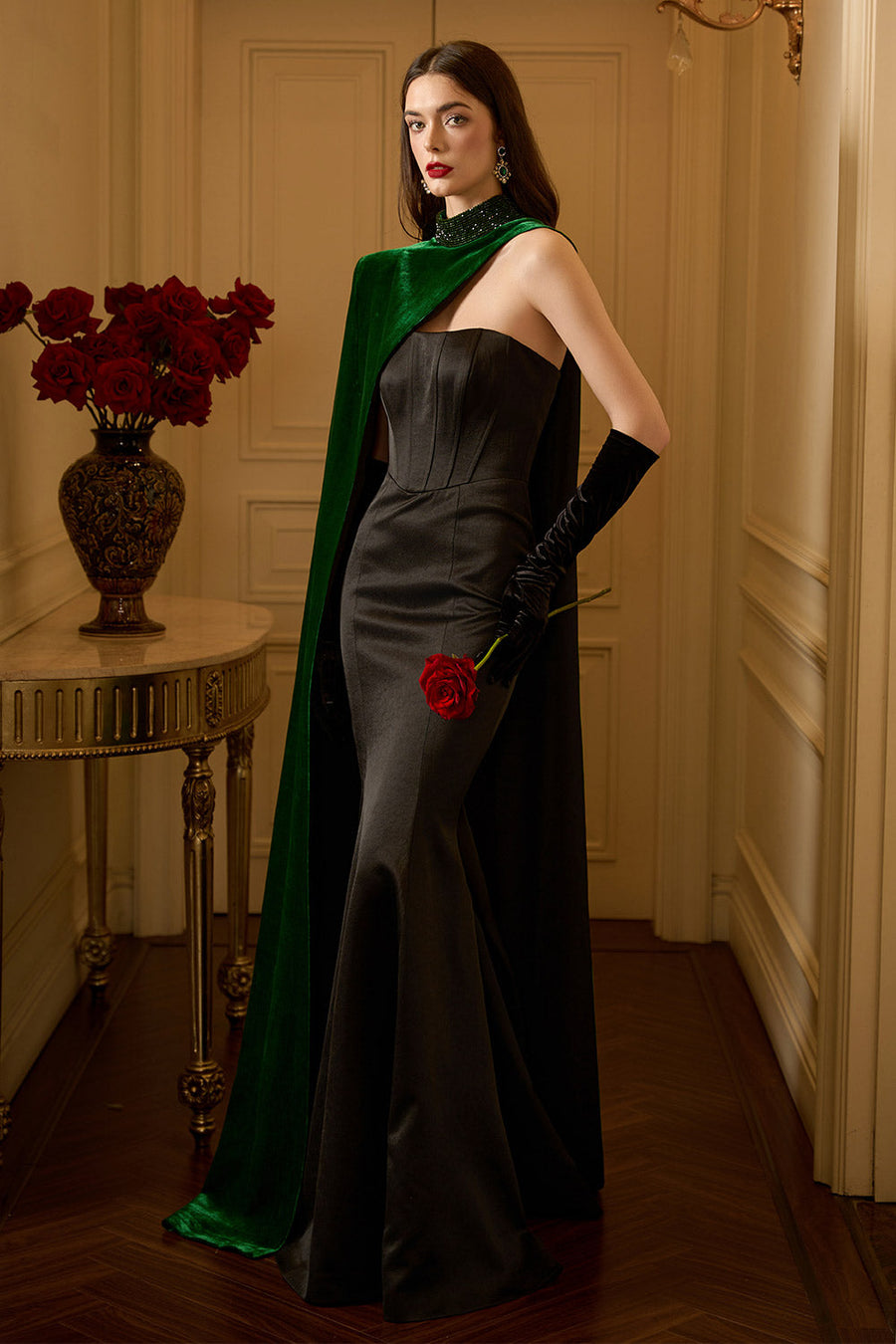 Nylah Mermaid Asymmetric Shoulder Velvet Floor Length Set 7