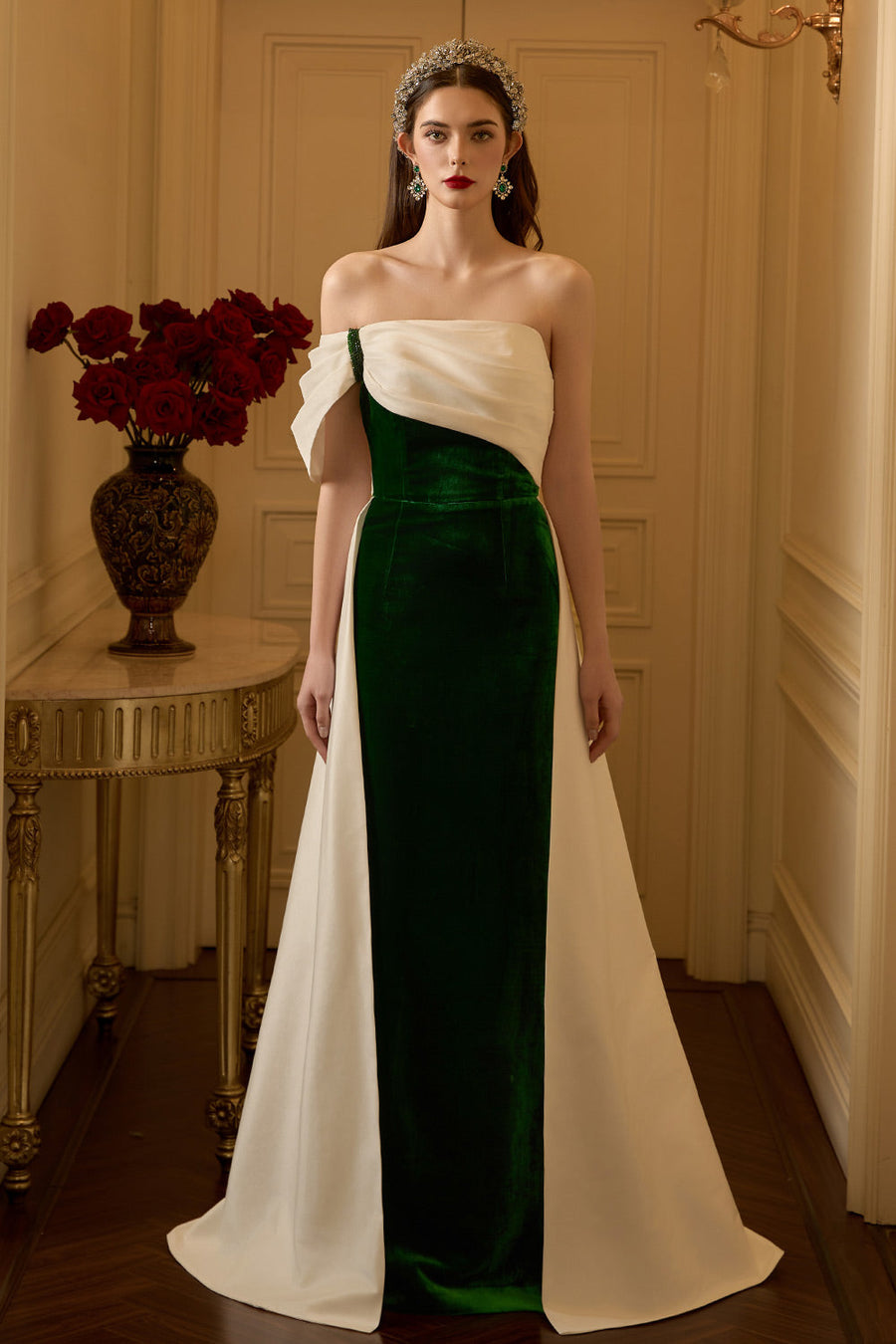 Selah Sheath Extended Flap Velvet Floor Length Dress 4