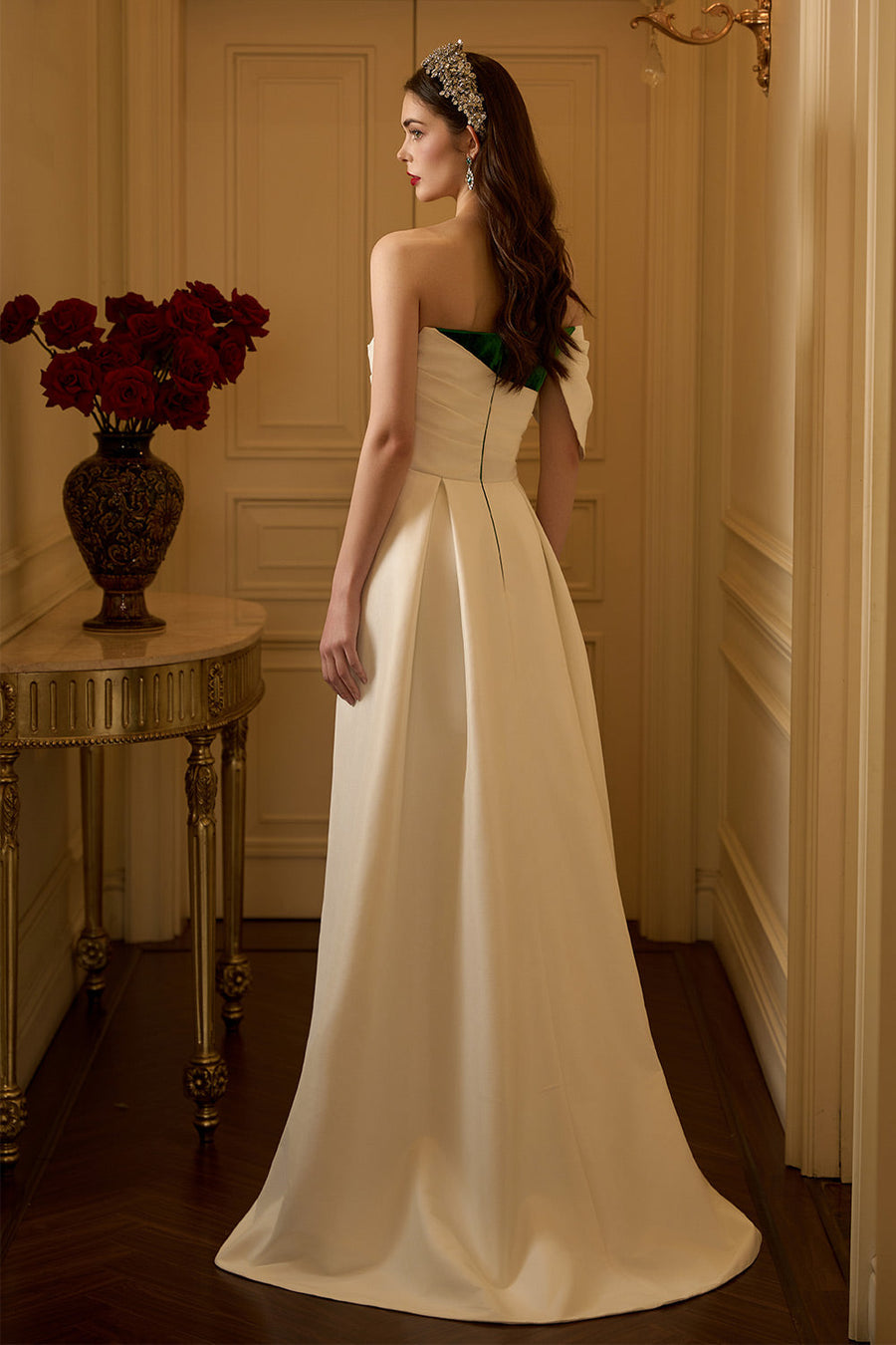 Selah Sheath Extended Flap Velvet Floor Length Dress 5