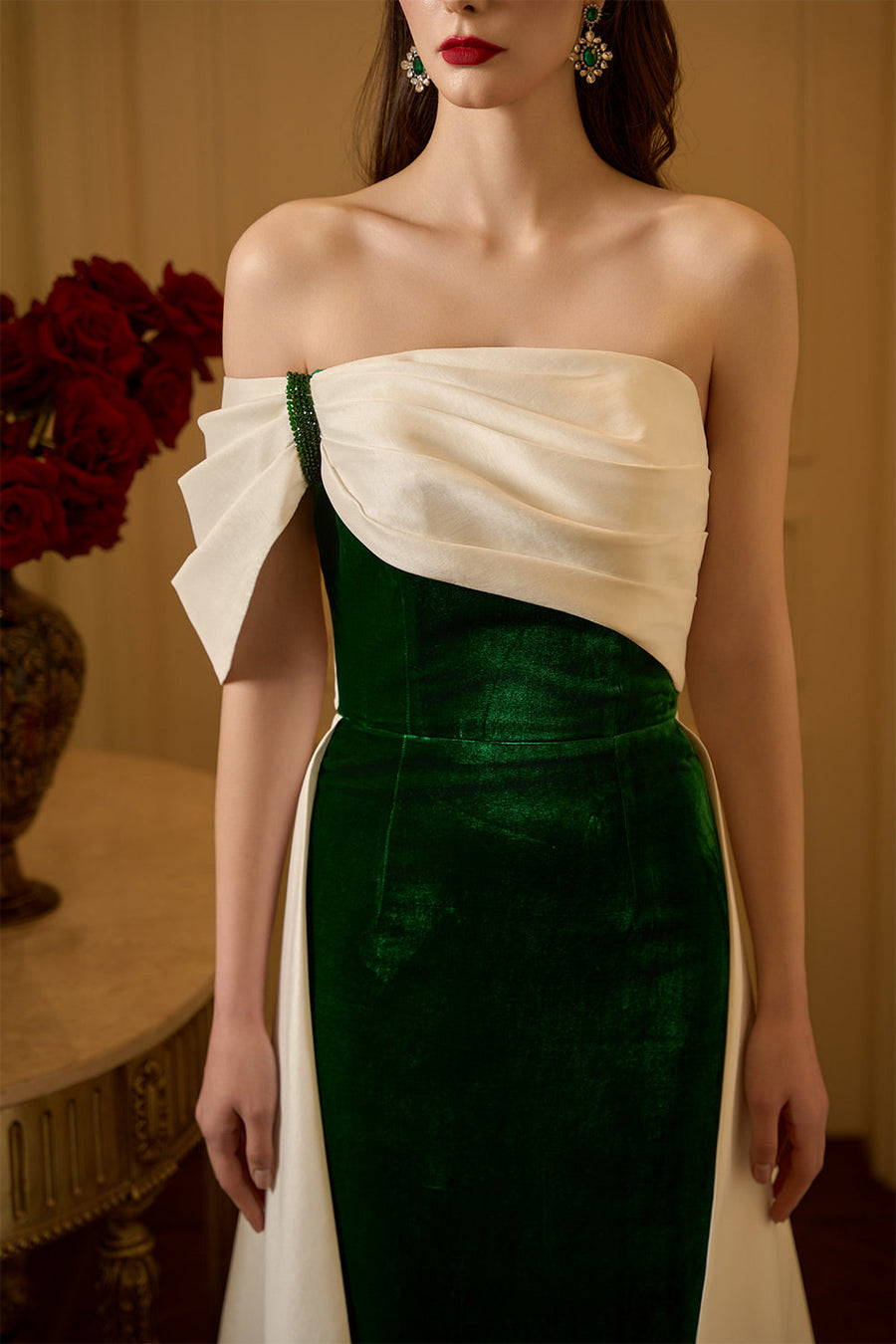 Selah Sheath Extended Flap Velvet Floor Length Dress 2