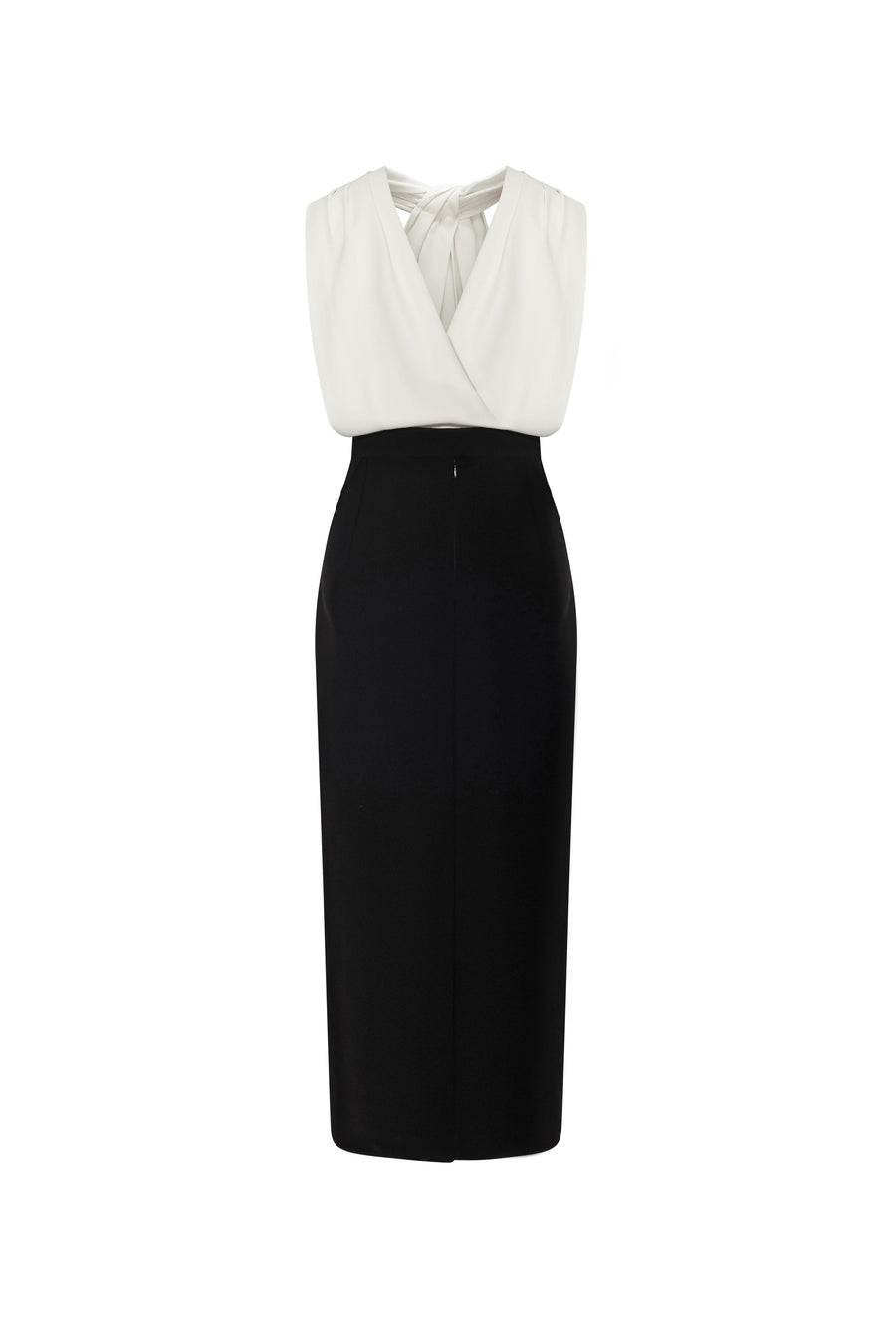 Claude Sheath Halter Neck Crepe Midi Dress 4