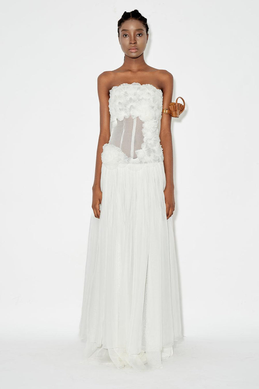 Lagerstroemia Strapless Gathered Chiffon Maxi Dress Gown Dress DAS LA VIE