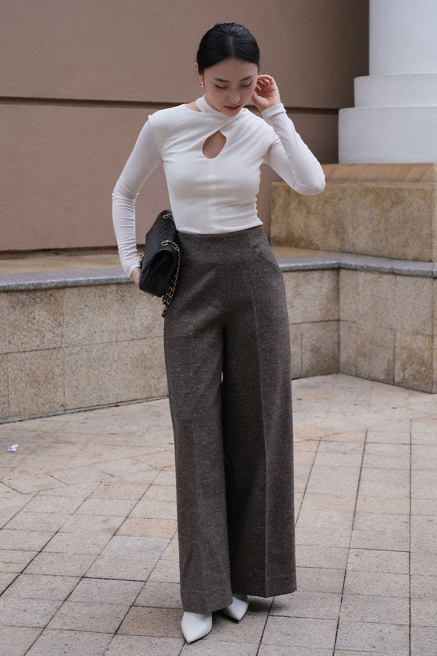 Sariyah Straight Wide Leg Tweed Floor Length Pants Pants Lecia RTW