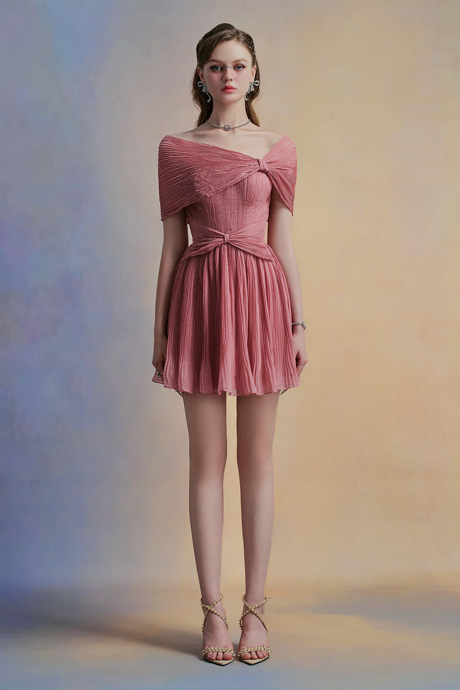 Pivonia A-line Draped Organza Mini Dress 6