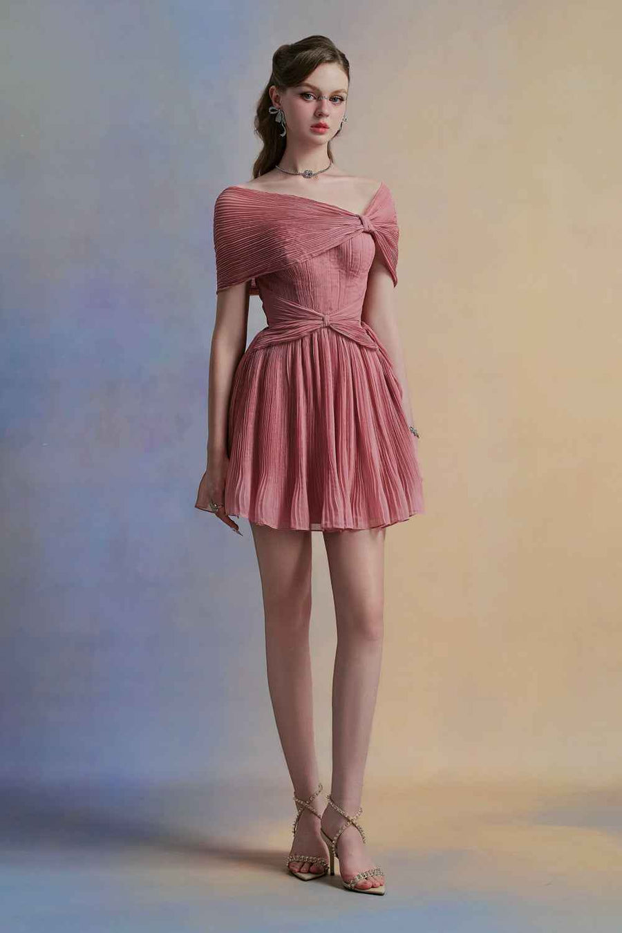 Pivonia A-line Draped Organza Mini Dress