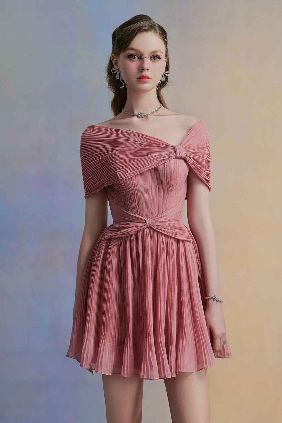 Pivonia A-line Draped Organza Mini Dress