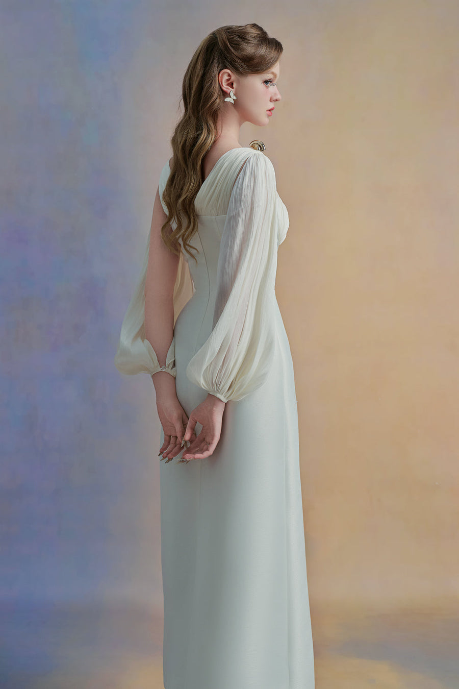 Zephéa A-line Puffy Sleeved Taffeta Midi Dress 6