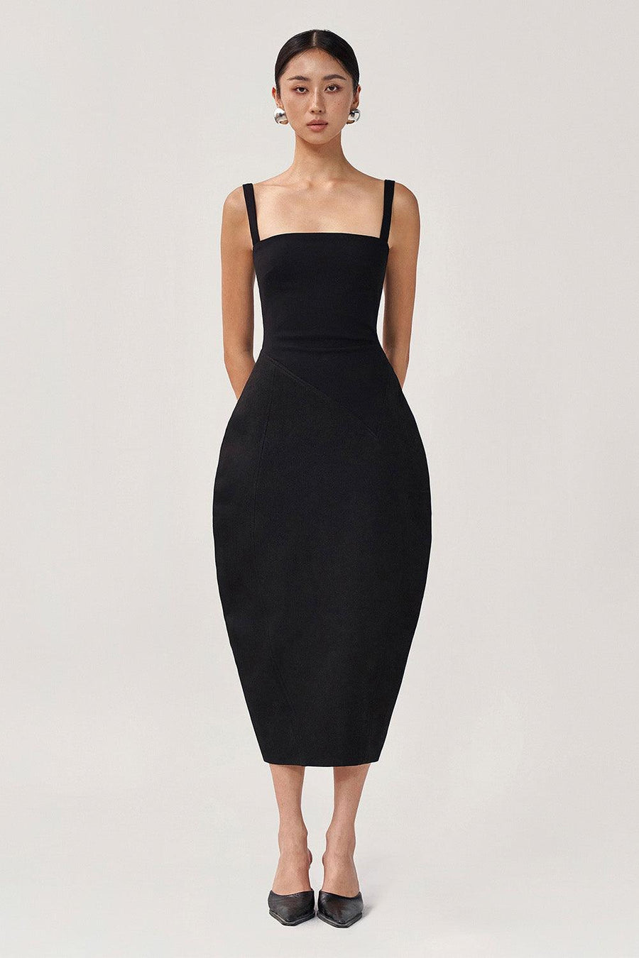 Night Sky Pegged Strappy Velvet Burlap Midi Dress Midi Dress FAIR LADY