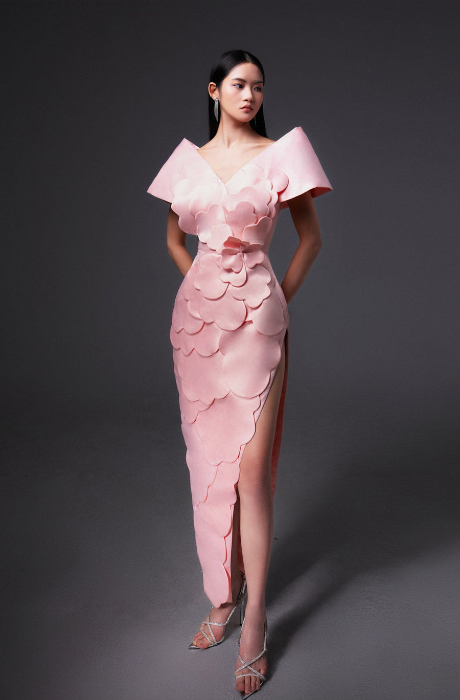 Glenn Slit Flower Applique Polyester Maxi Dress 7