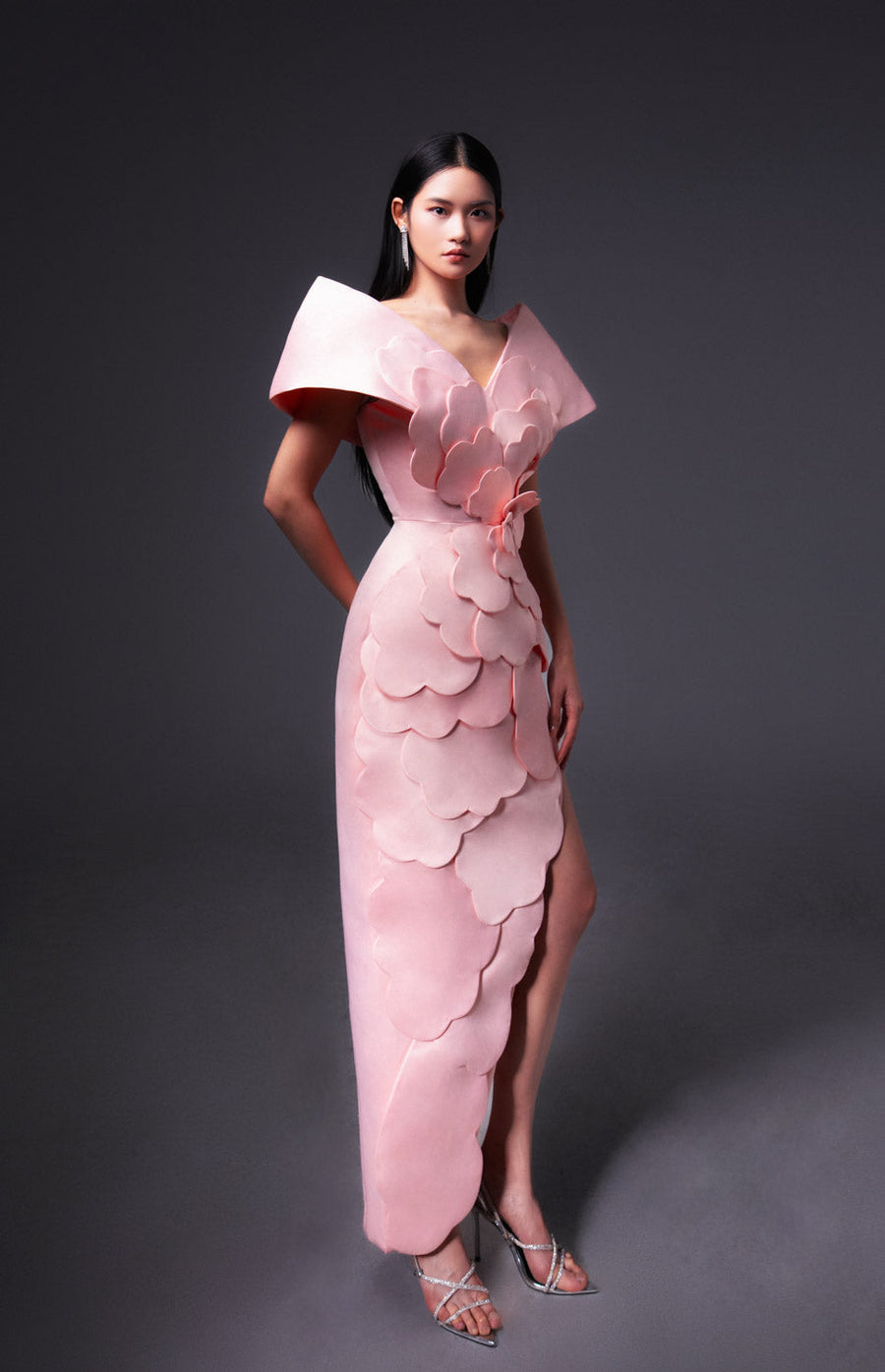 Glenn Slit Flower Applique Polyester Maxi Dress 6