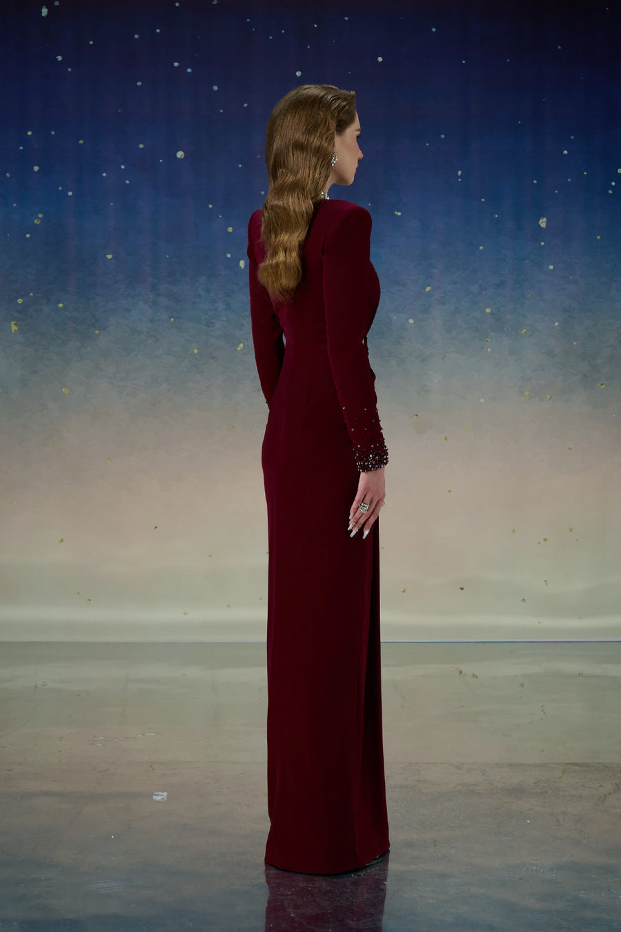 Orionis Sarong Cut-Out Silk Wool Floor Length Dress Gown Dress Calista de Minh Thanh