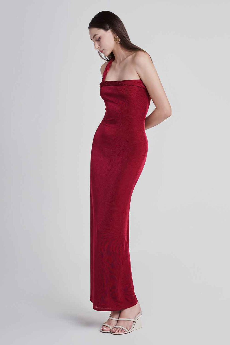 Holy Hourglass One Shoulder Spandex Ankle Length Dress Maxi Dress FAIR LADY