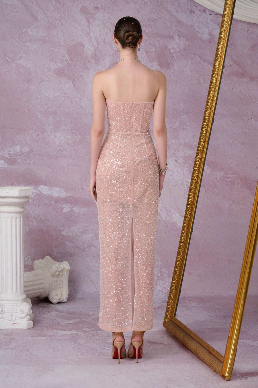Meteor Sheath Sequin Mesh Lace Ankle Length Dress Maxi Dress Calista de Minh Thanh