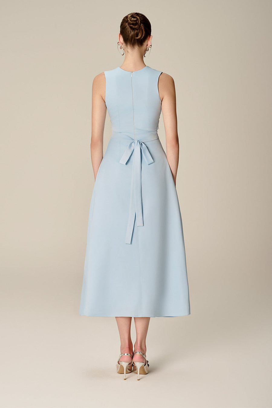 Iris A-line Plunge Neck Silk Midi Dress Midi Dress NHAT VY