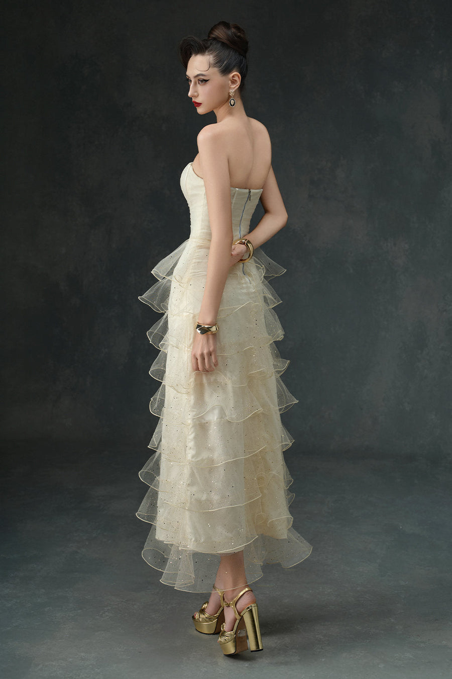 Isolde Straight Across Ruffle Midi Dress 2
