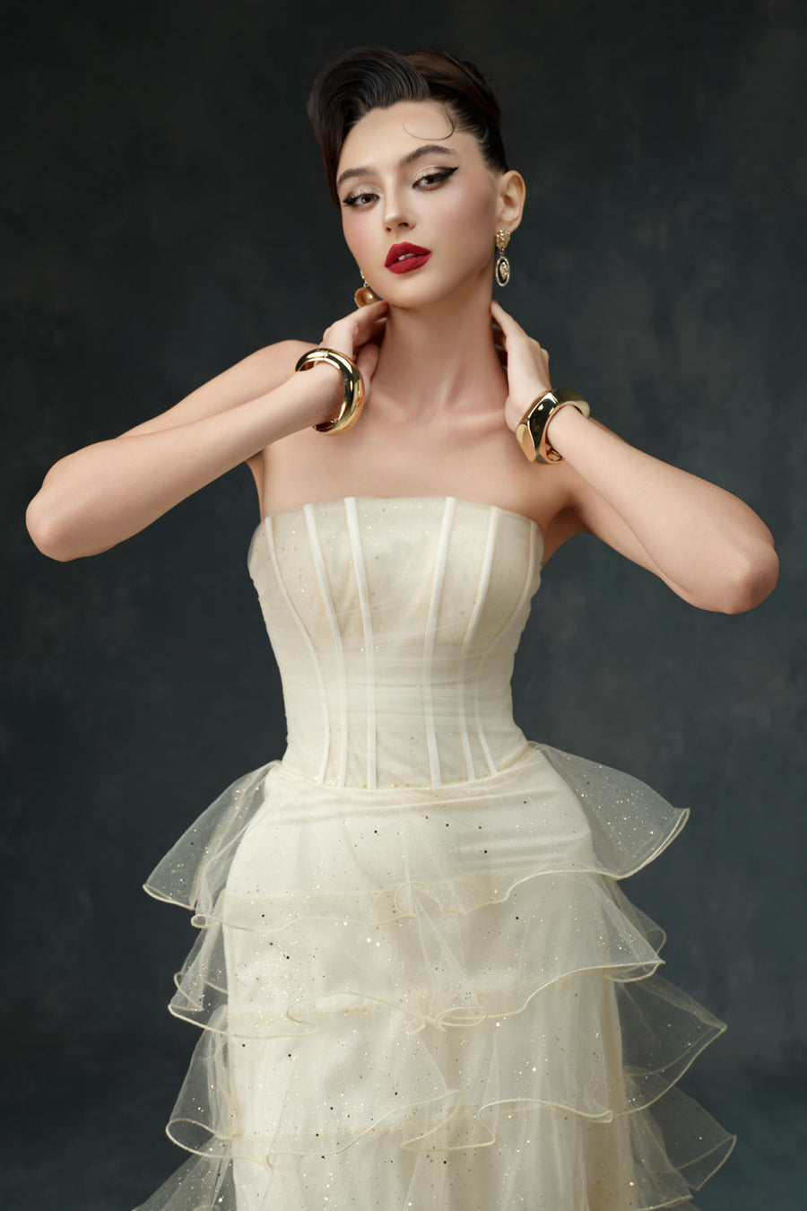Isolde Straight Across Ruffle Midi Dress 3