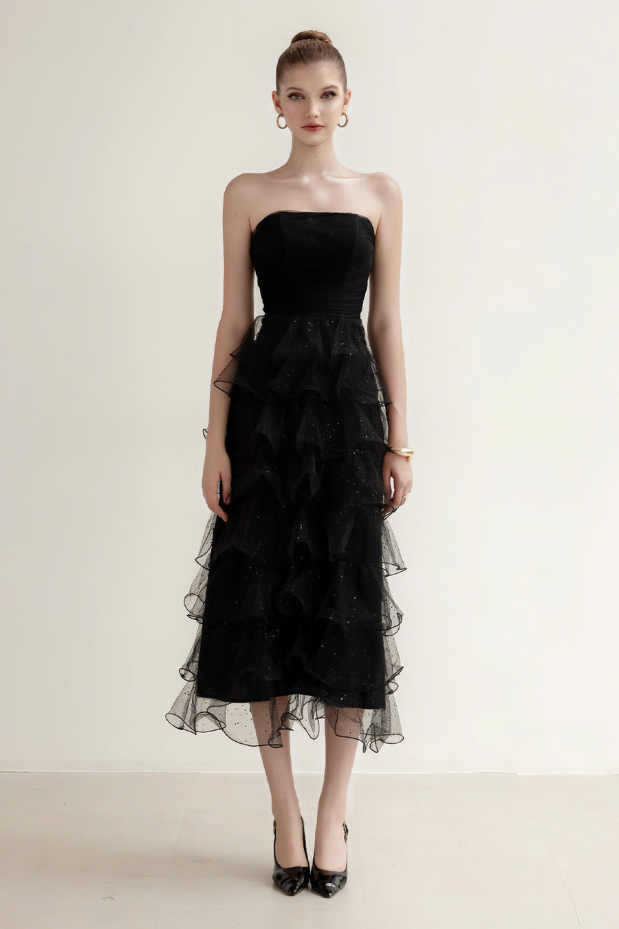 Isolde Straight Across Ruffle Midi Dress 6